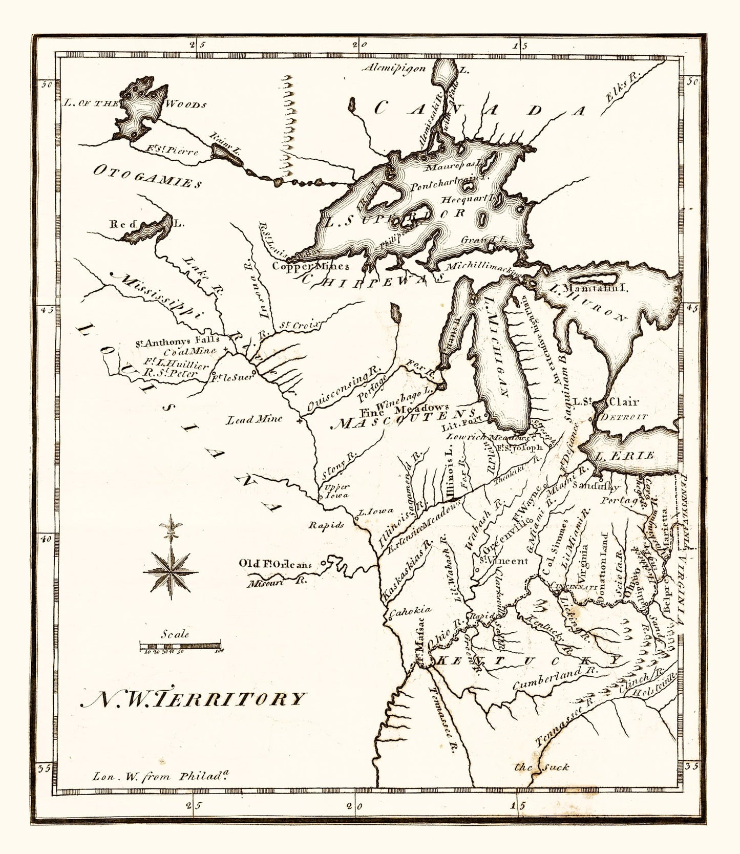 Vintage Map of the Northwest Territory, 1795