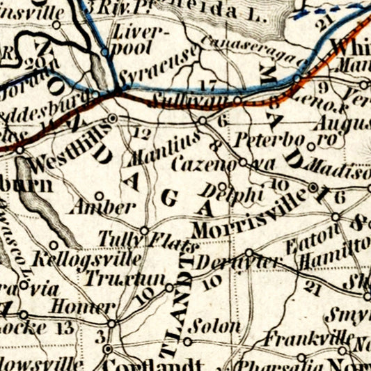 Vintage Map of New York State, 1840