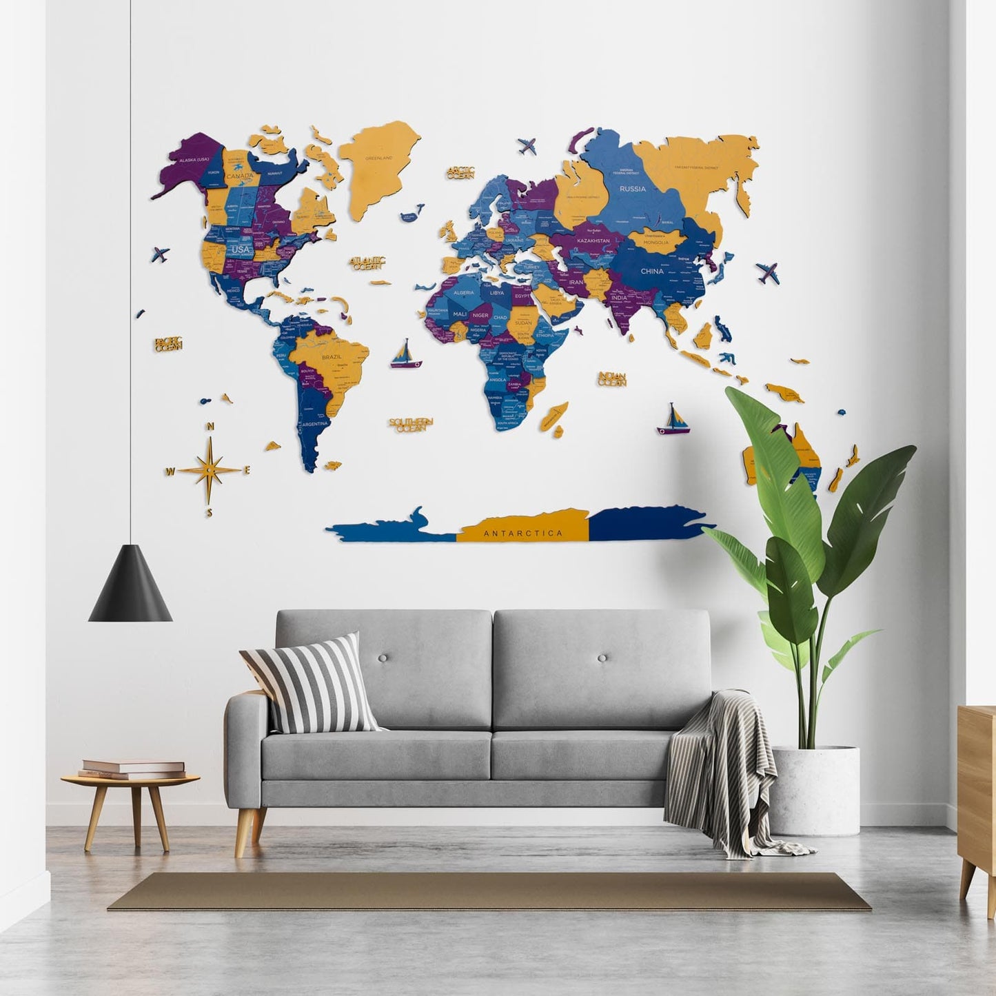 3D Wooden World Map Wall Art - Waterpark