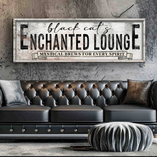 Black Cat's Enchanted Lounge Halloween Canvas Wall Art