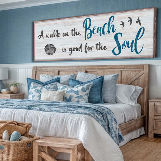 A Walk on the Beach canvas shown in a styled room setting, view 2