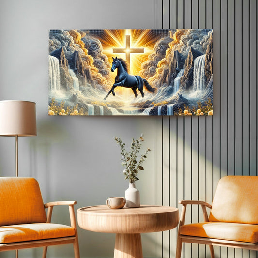 3D Horse Faith Canvas Wall Art III