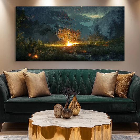 Burning Bush Holy Ground canvas shown in a styled room setting, view 2