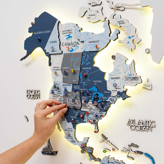 Luminous LED Wooden World Map Wall Art - Cruise