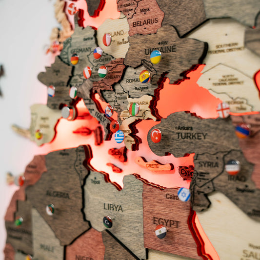 LED Wooden World Map Wall Art - Fusion