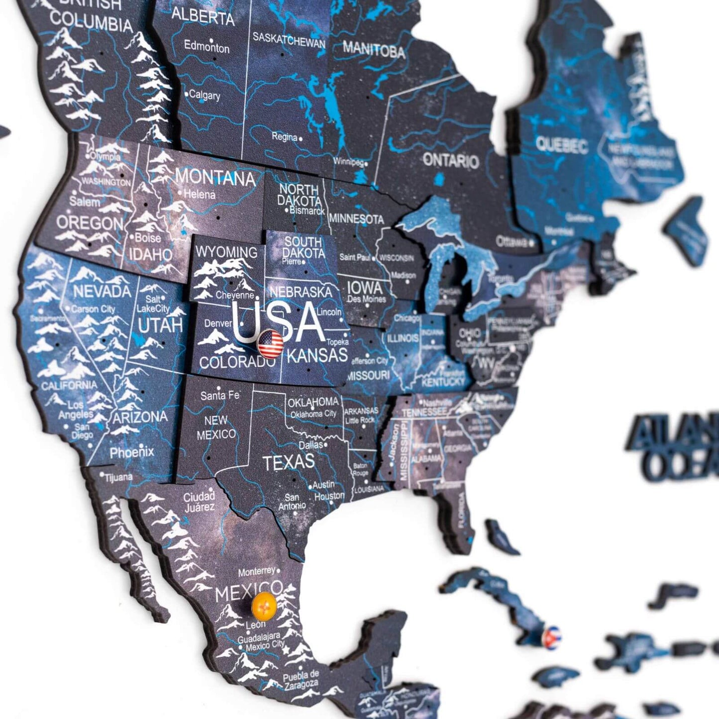3D Wooden World Map Wall Art - Space