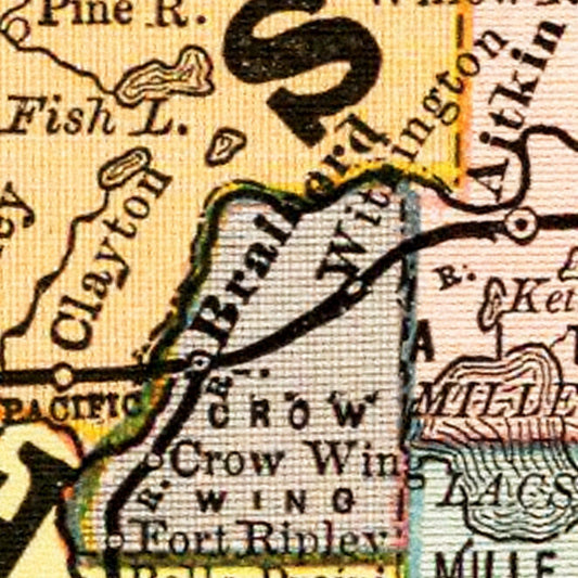 Vintage Map of Minnesota, 1884