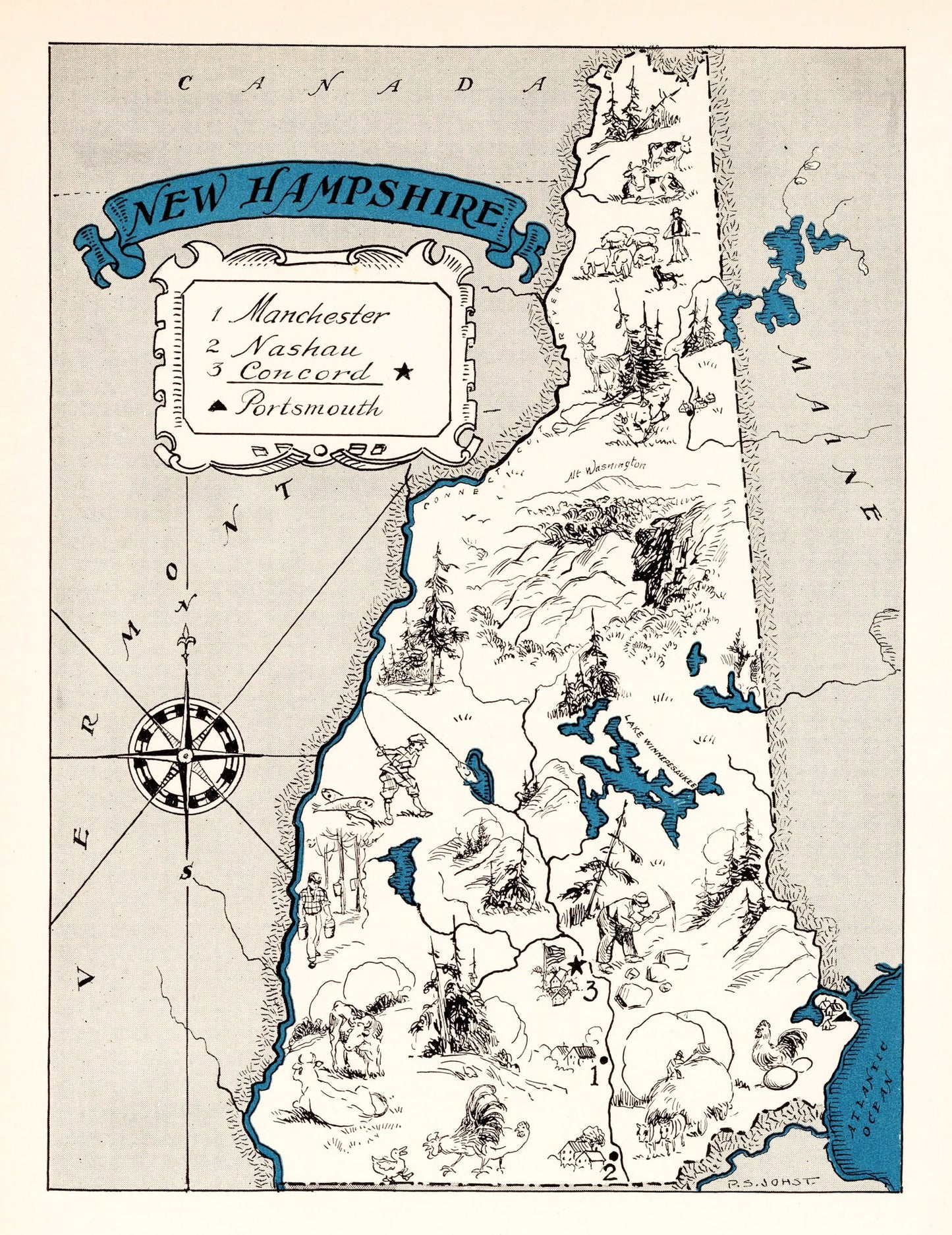 Vintage Map of New Hampshire, 1931