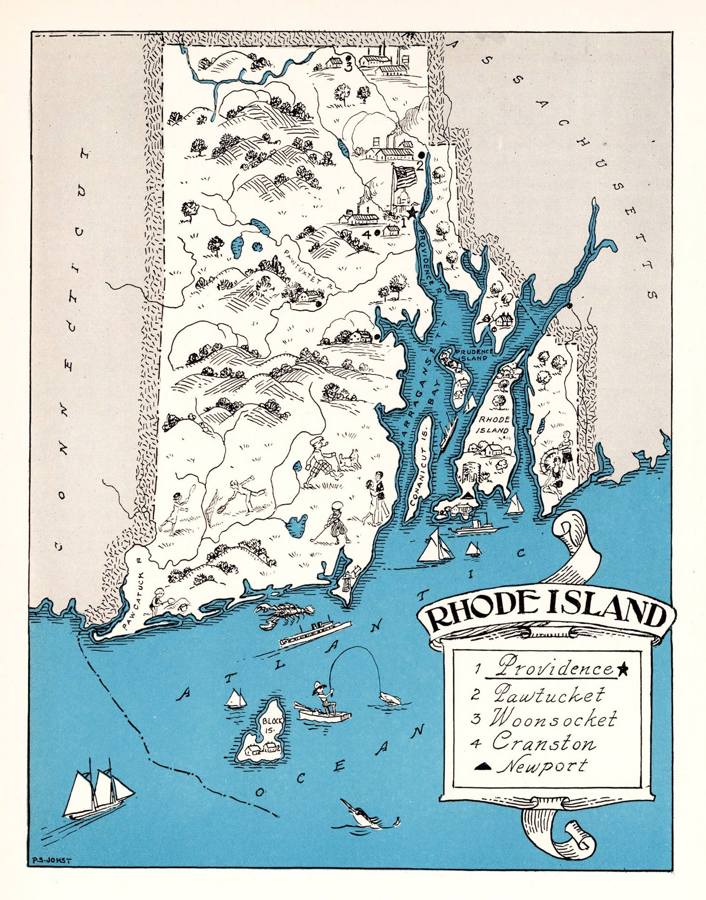 Vintage Map of Rhode Island, 1931