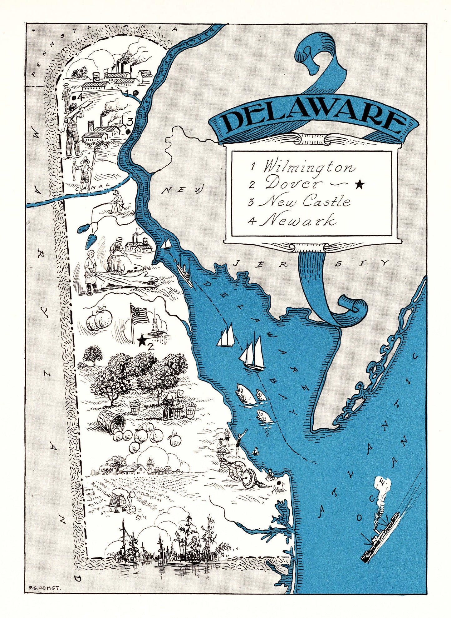 Vintage Map of Delaware, 1931