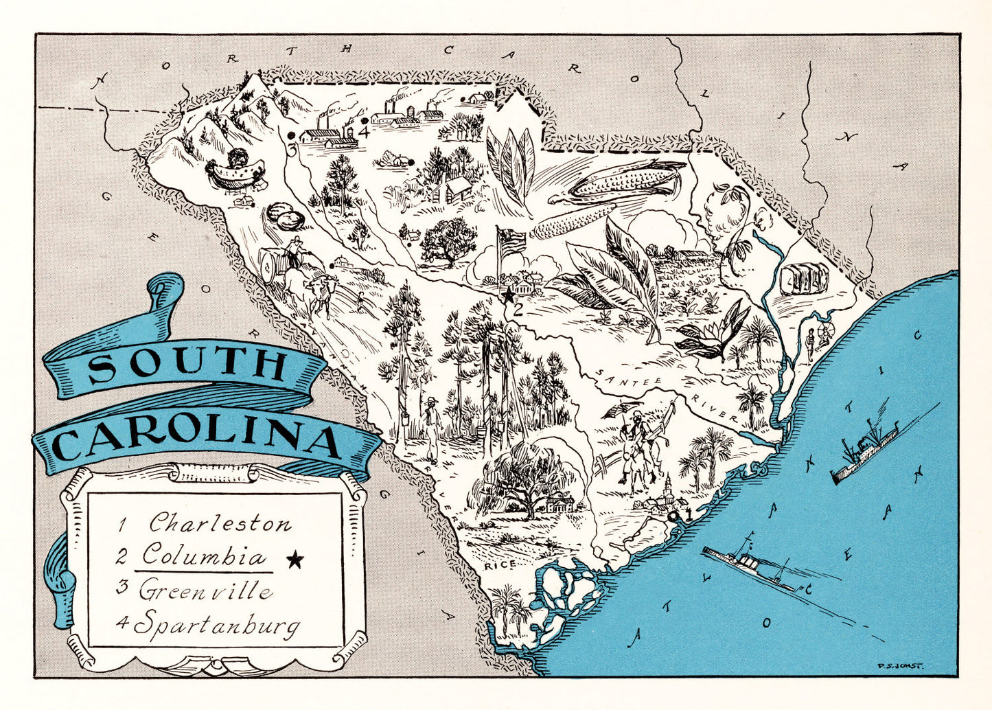 Vintage Map of South Carolina, 1931