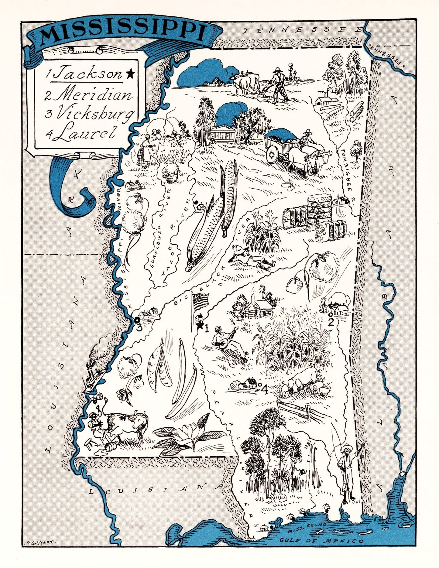 Vintage Map of Mississippi, 1931