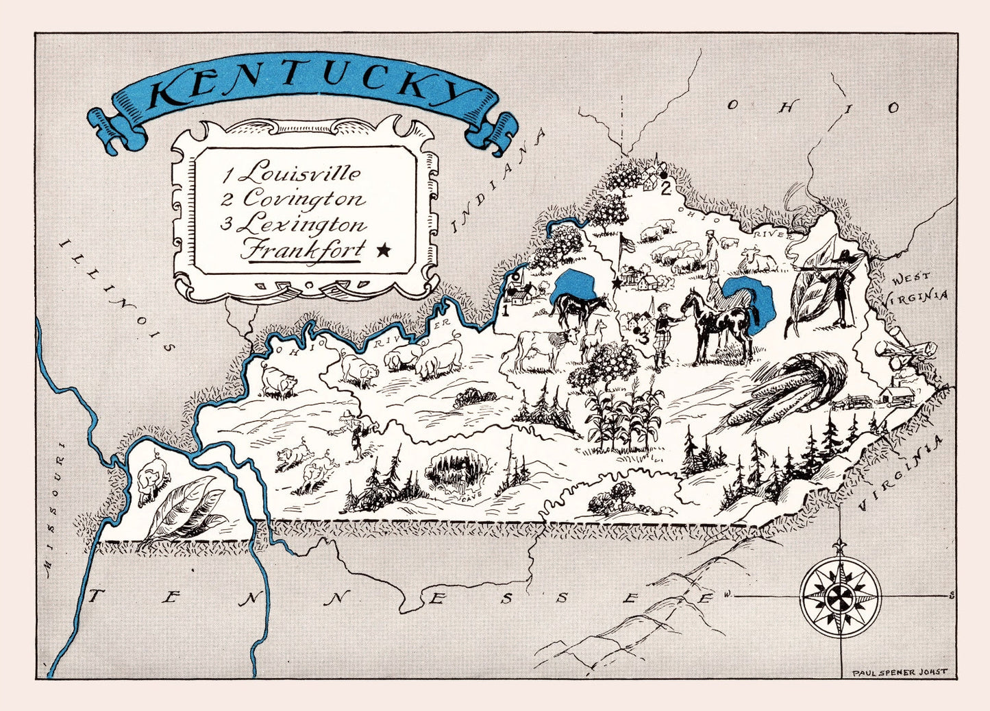 Vintage Map of Kentucky, 1931
