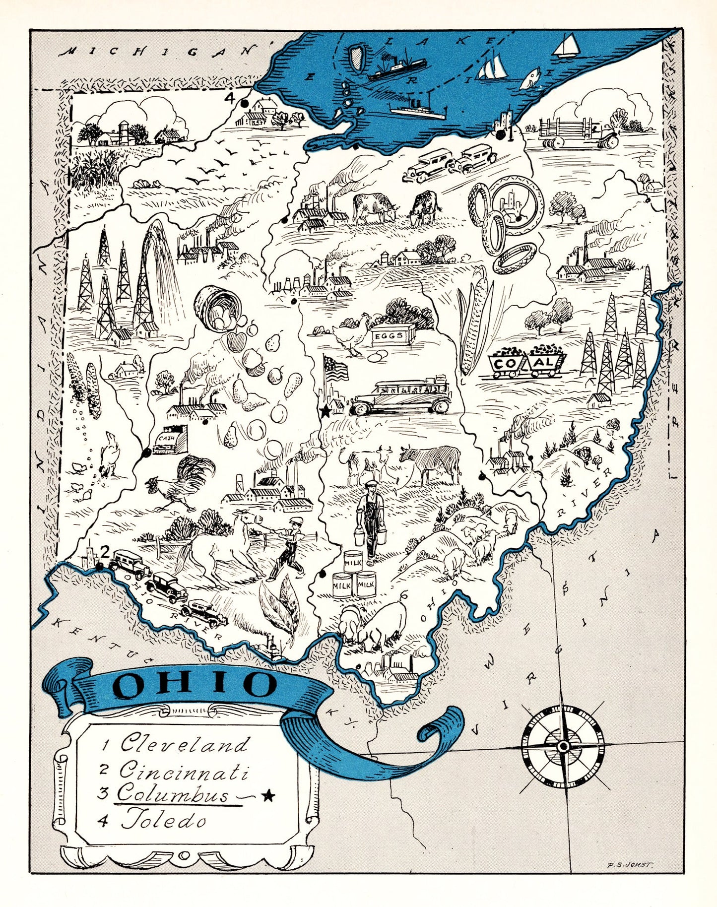Vintage Map of Ohio, 1931