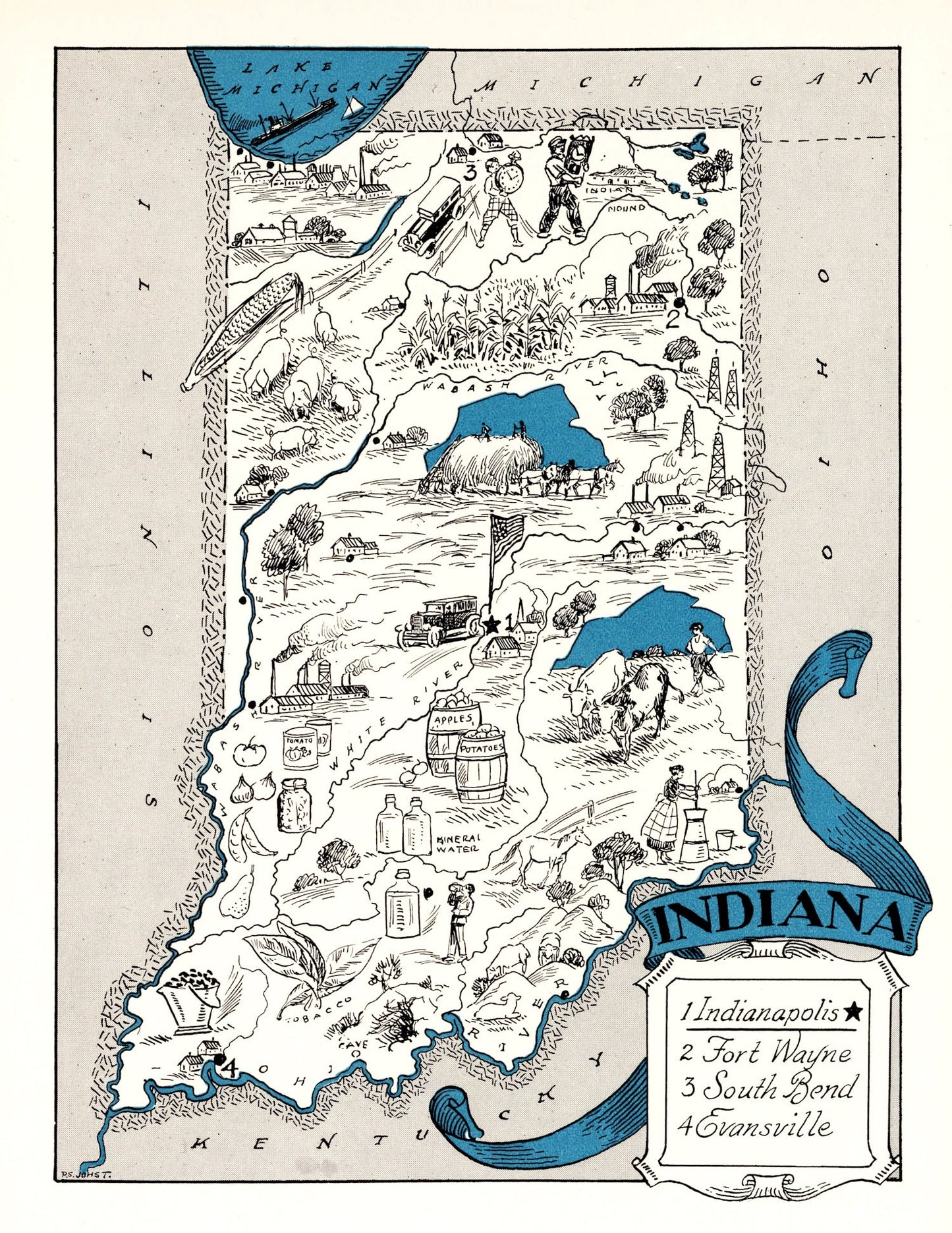 Vintage Map of Indiana, 1931