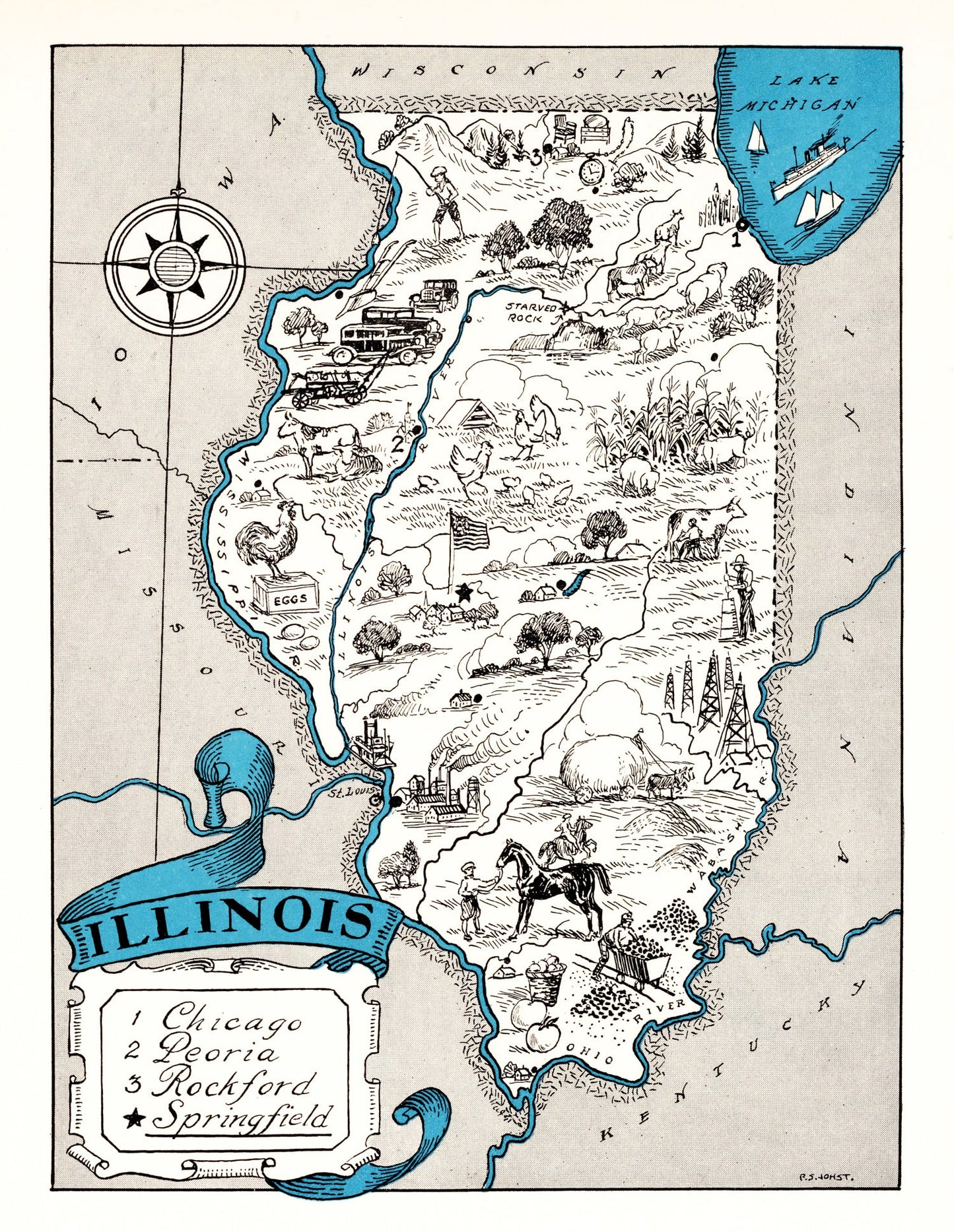 Vintage Map of Illinois, 1931