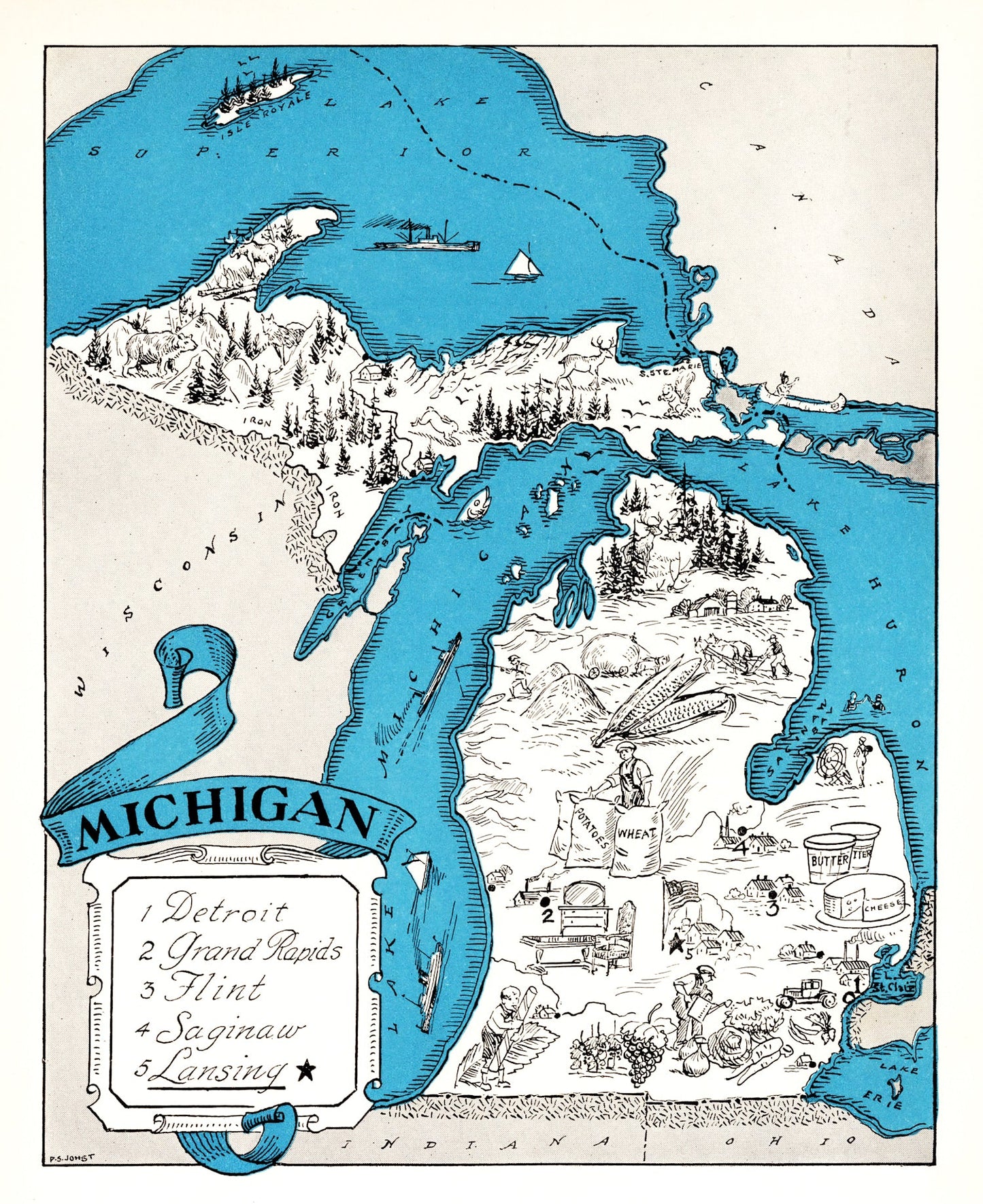 Vintage Map of Michigan, 1931