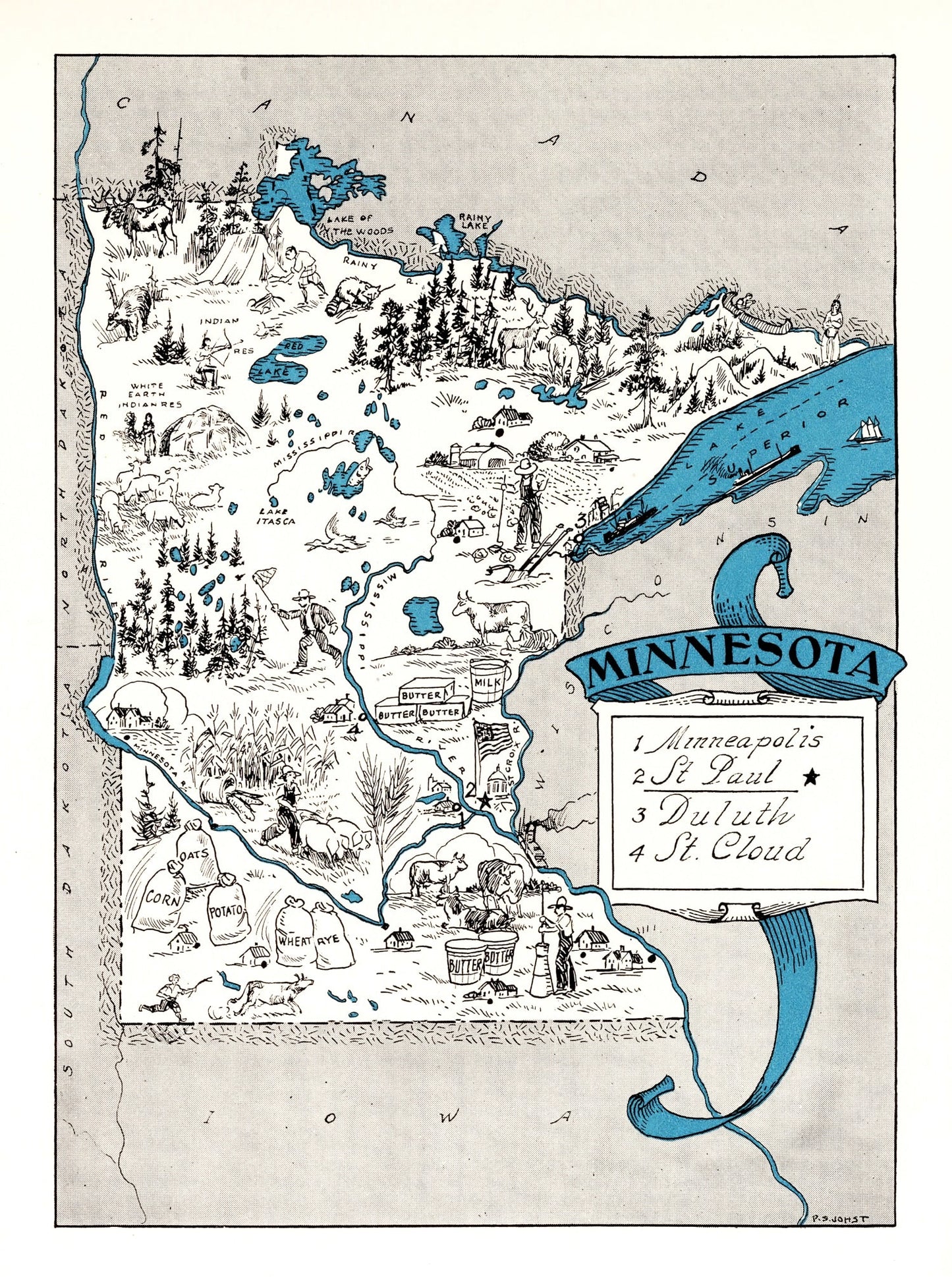 Vintage Map of Minnesota, 1931