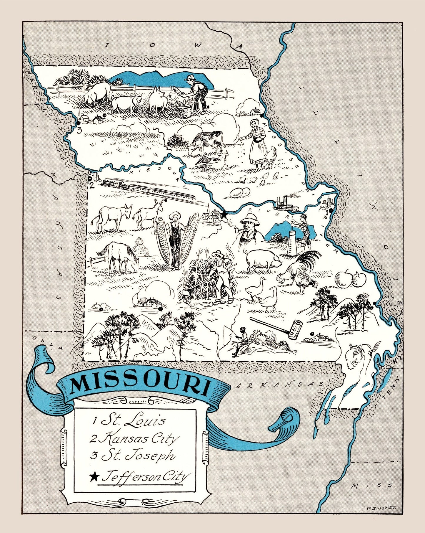Vintage Map of Missouri, 1931