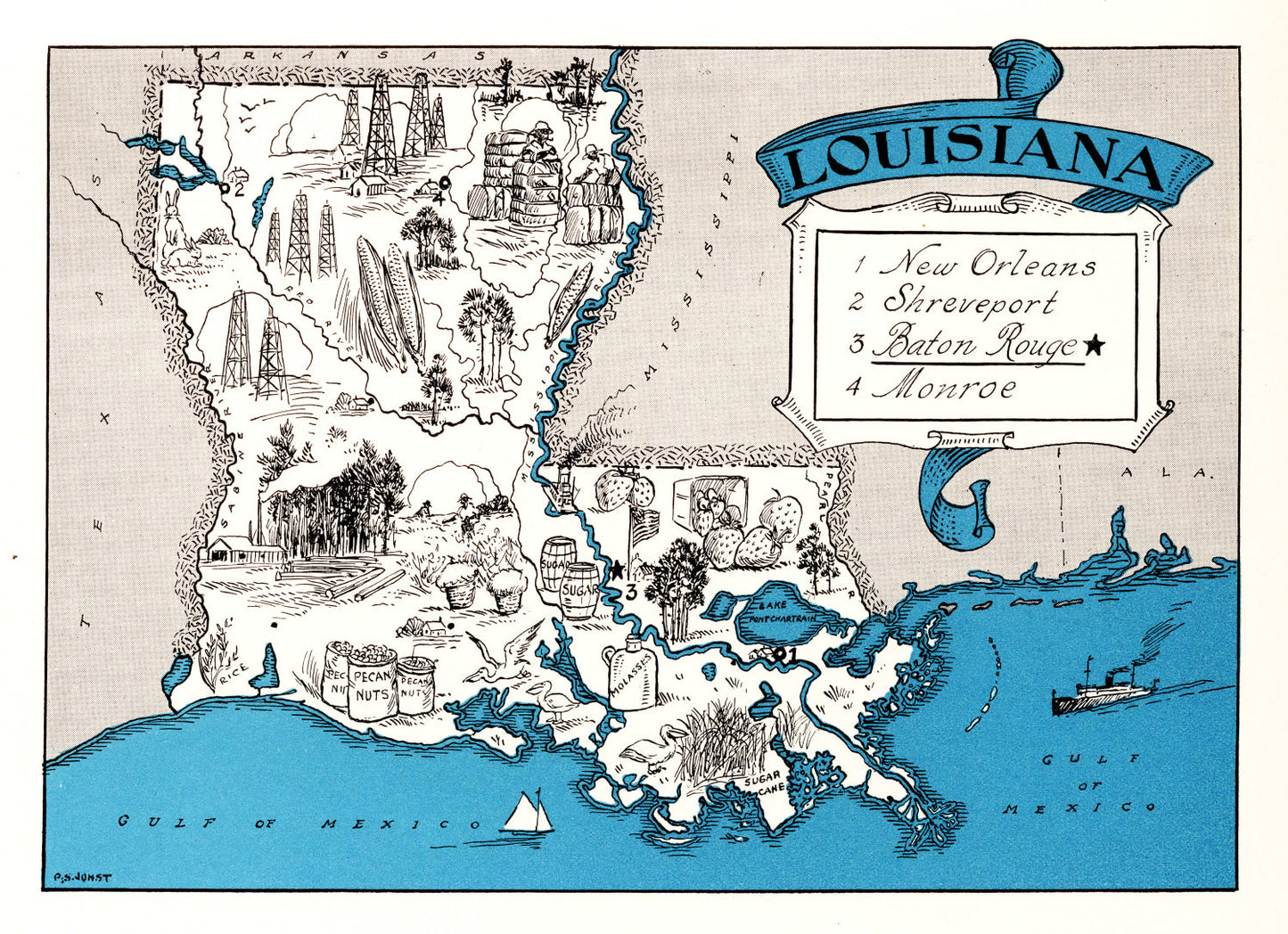 Vintage Map of Louisiana, 1931