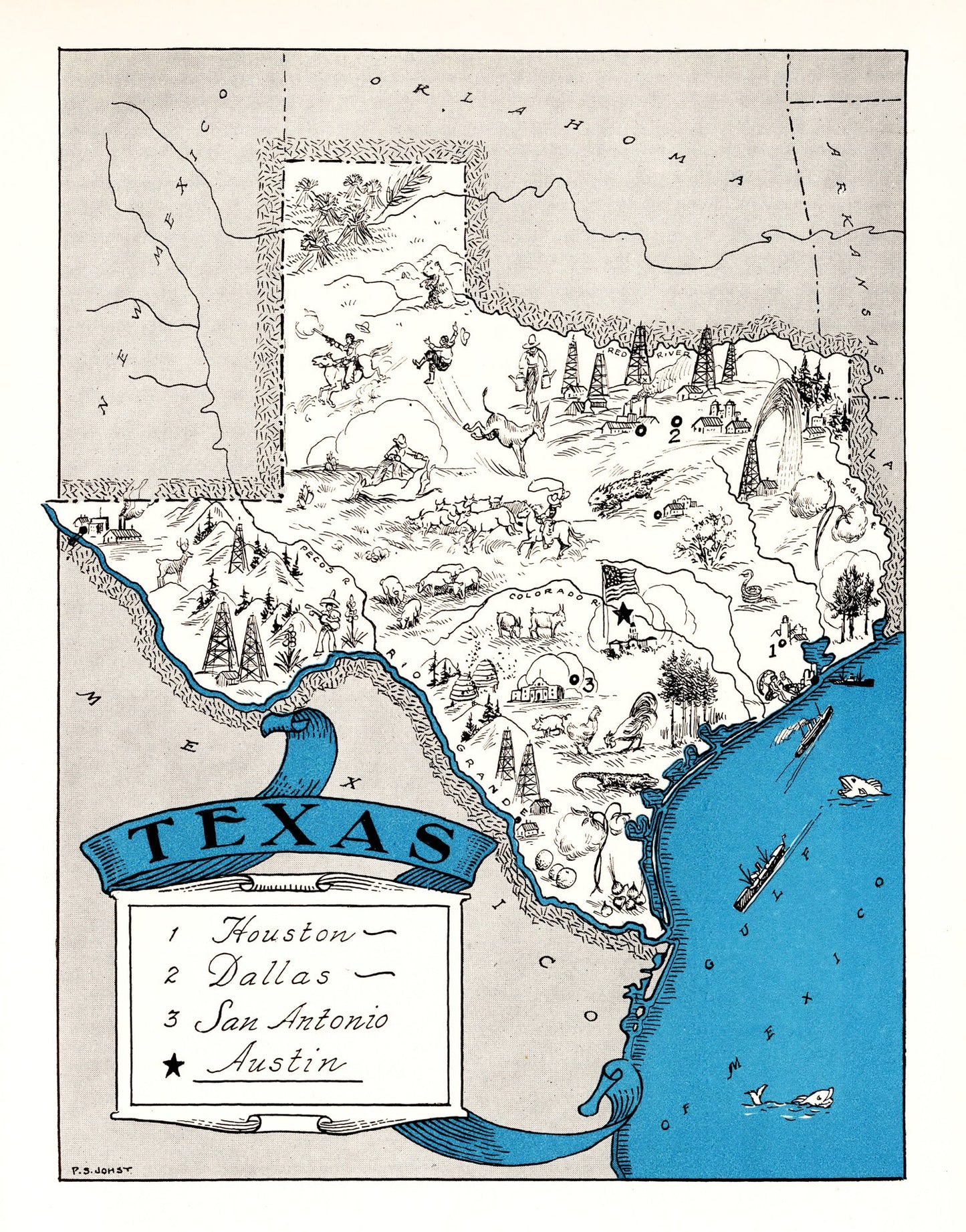 Vintage Map of Texas, 1931