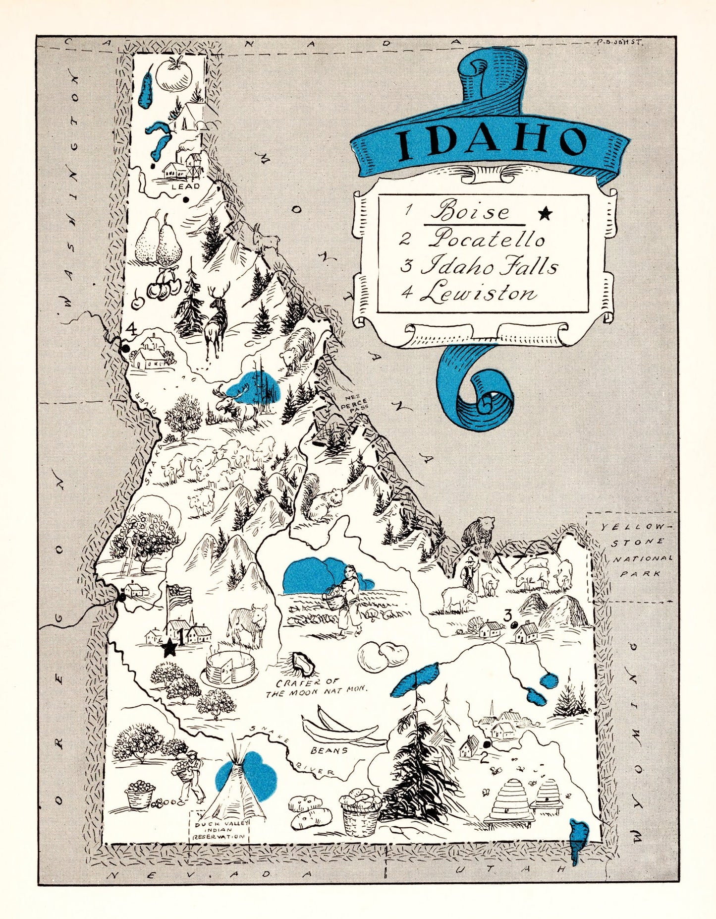 Vintage Map of Idaho, 1931