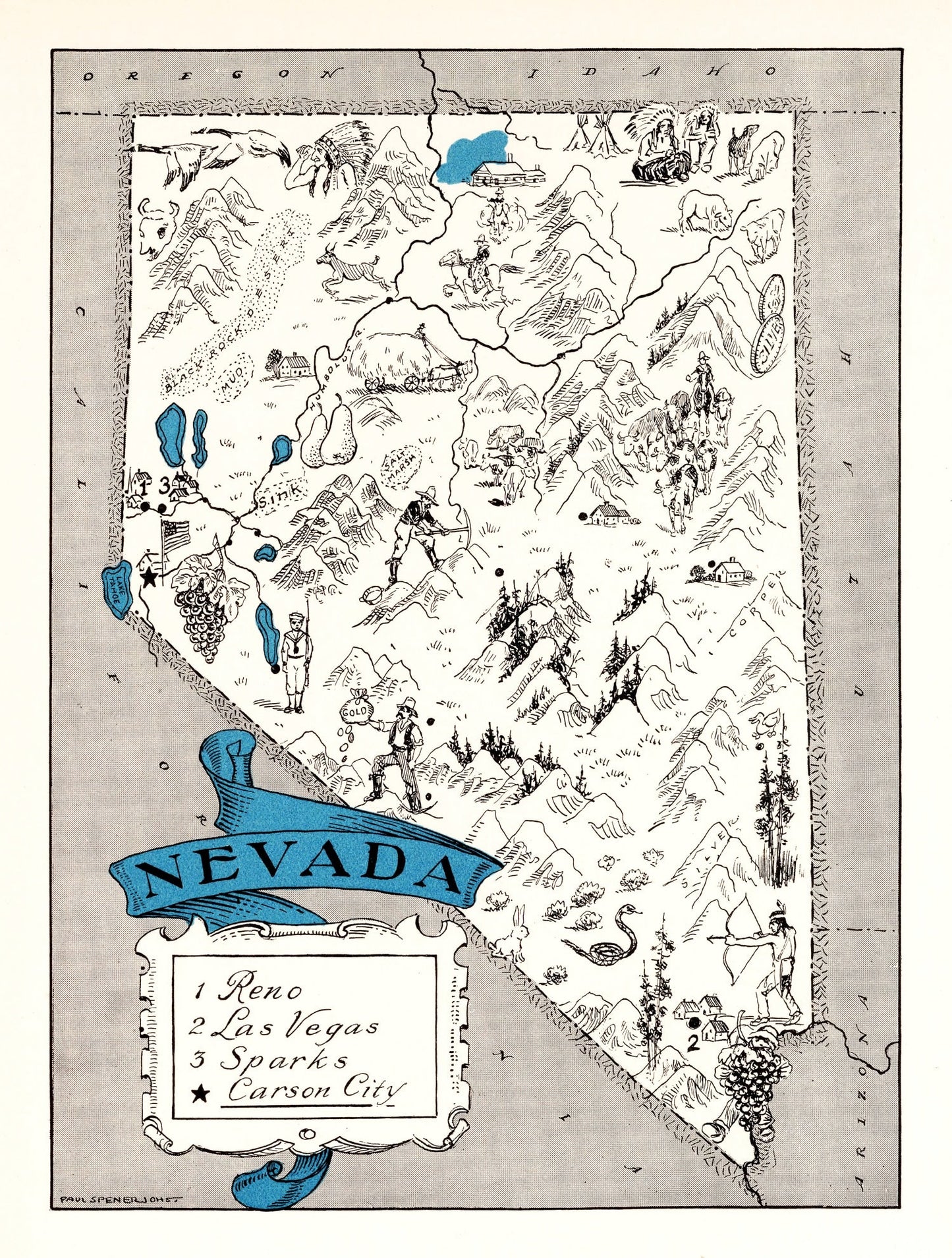 Vintage Map of Nevada, 1931