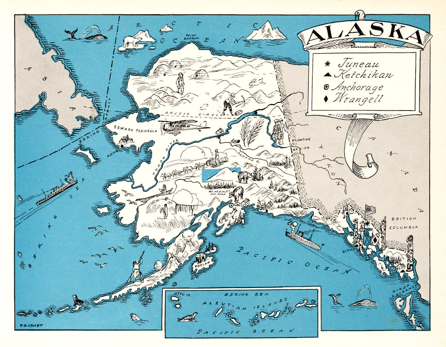 Vintage Map of Alaska, 1931