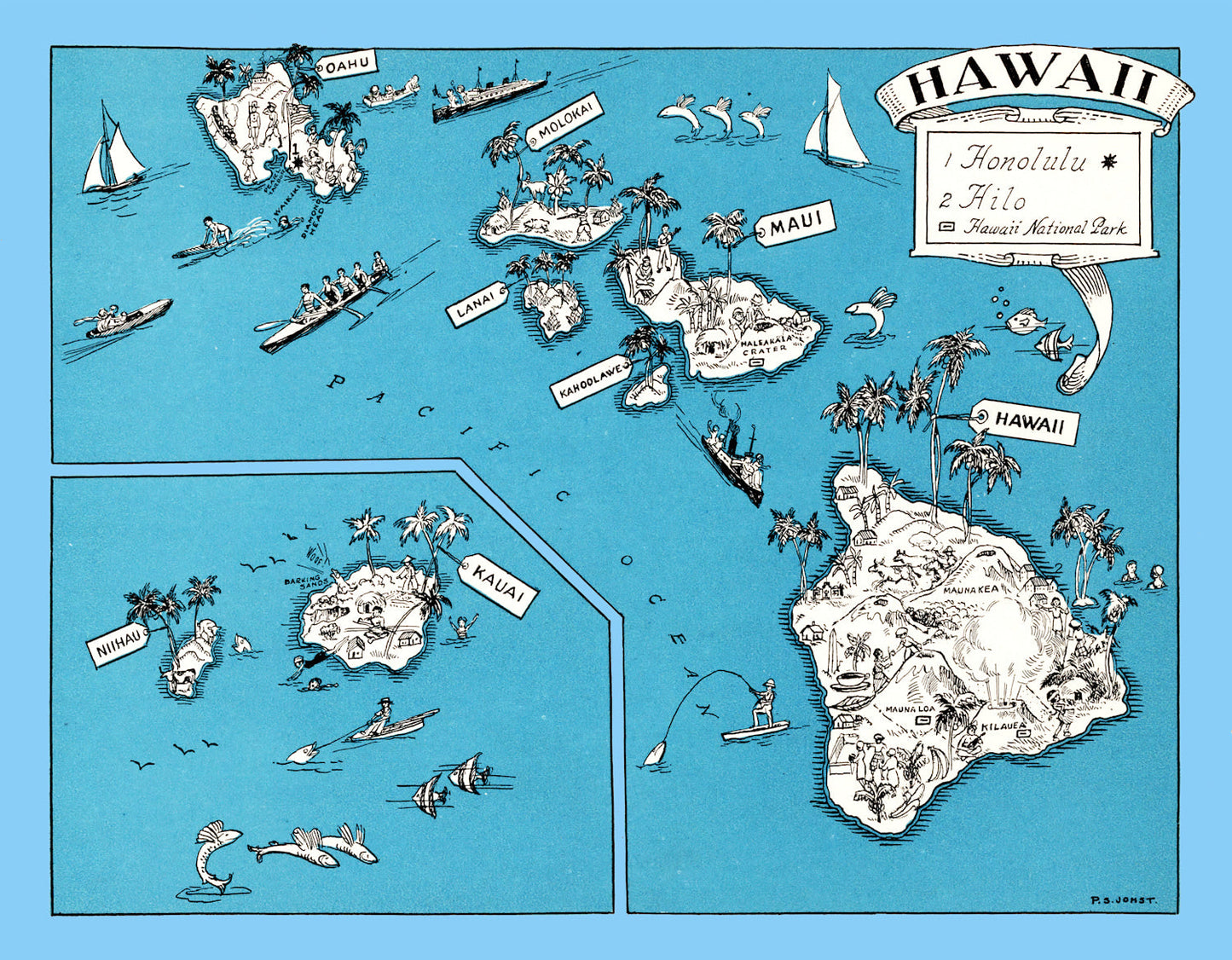 Vintage Map of Hawaii, 1931