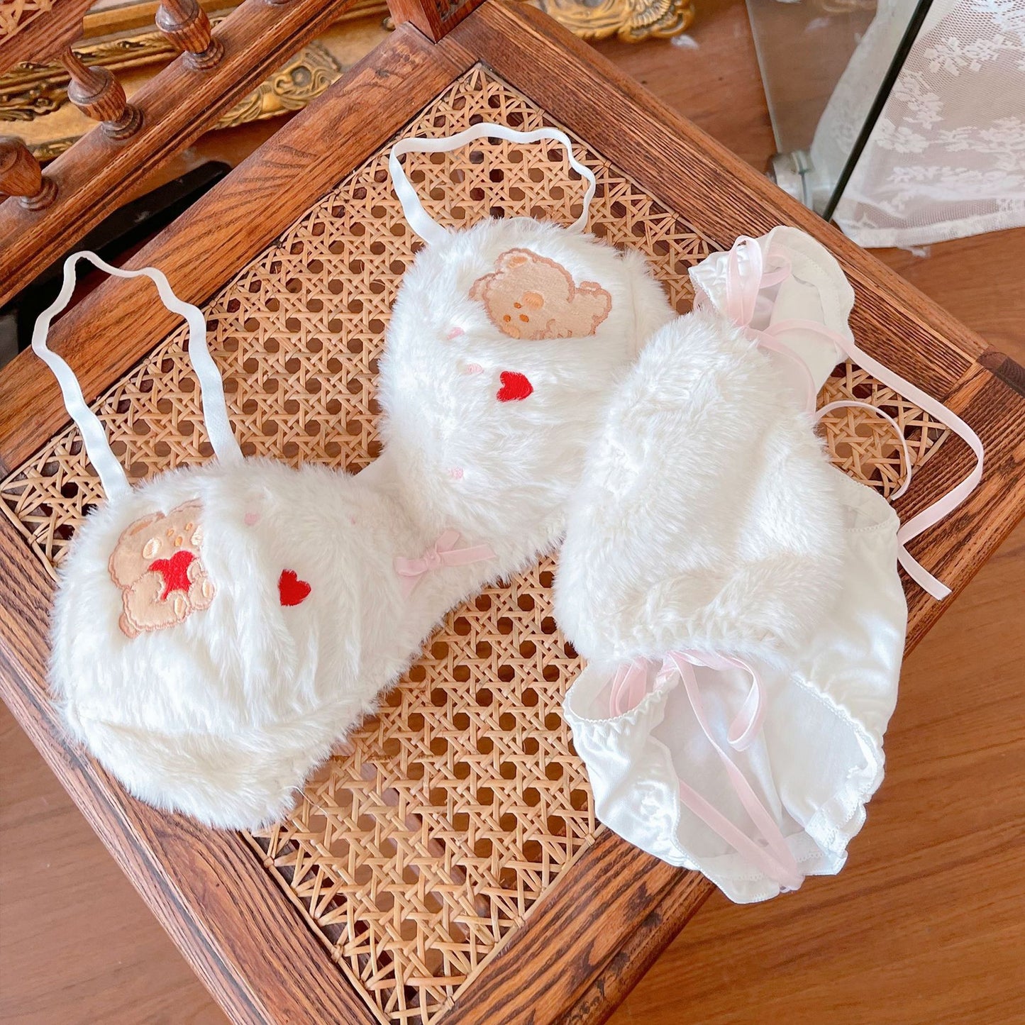 Teddy Bear Lingerie Set – Cozy Kawaii Plush Bra & Panty