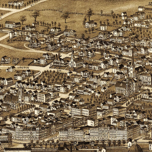 Vintage Map of Rutland, Vermont, 1885