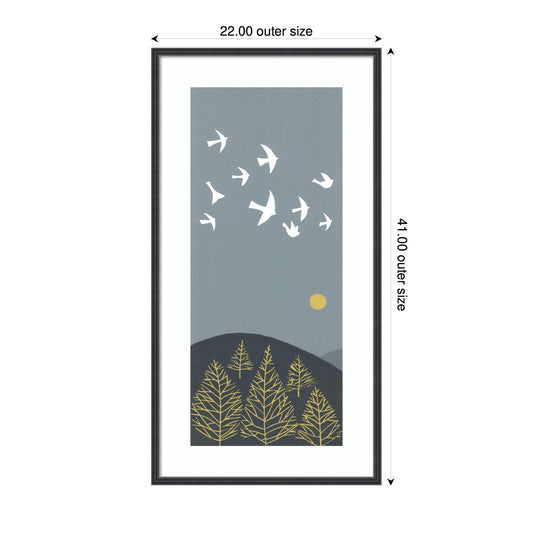 Hilltop Flight Linocut Bird Framed Wall Art Print