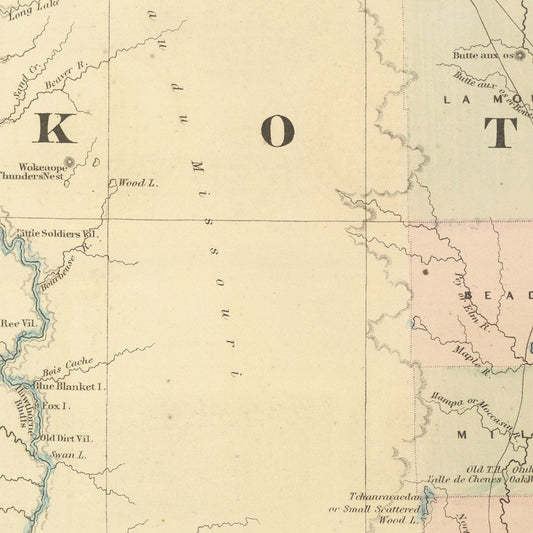 Vintage Map of Dakota Territory, 1875