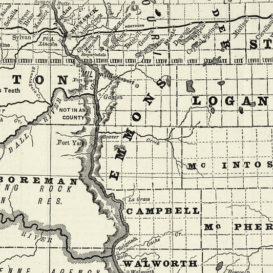 Vintage Map of Dakota Territory, 1888