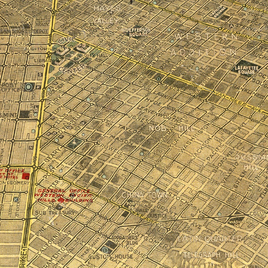Vintage Map of San Francisco, California, 1914