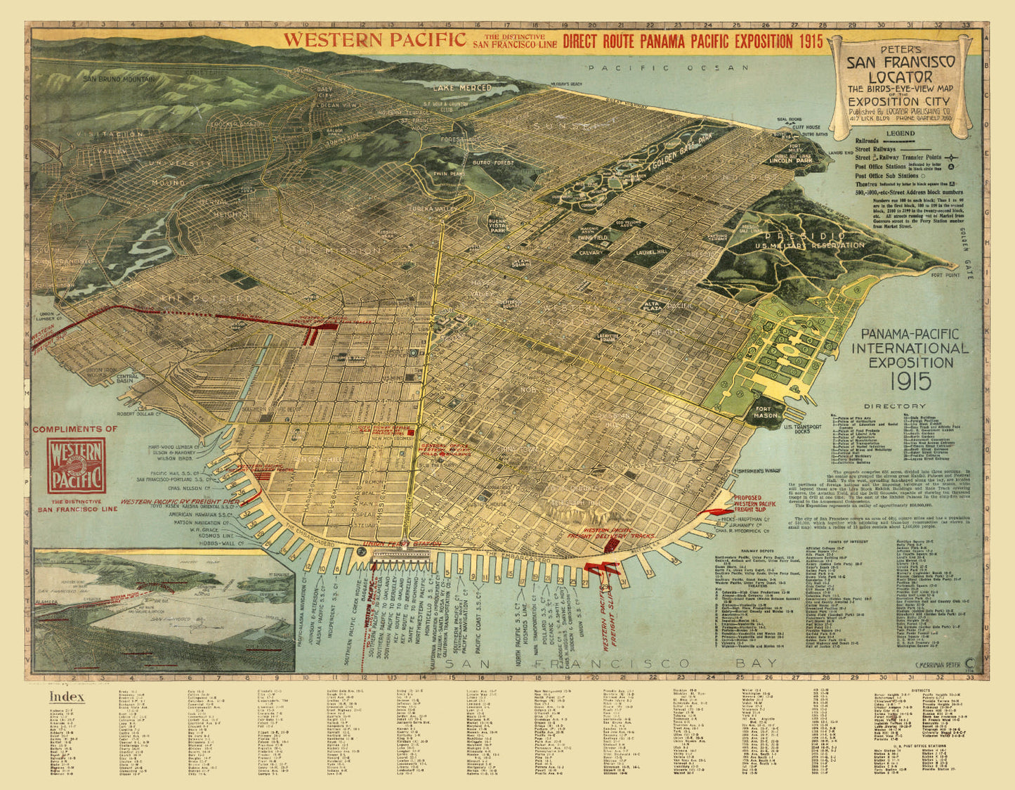 Vintage Map of San Francisco, California, 1914