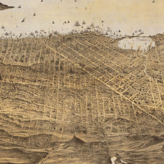 Vintage Map of San Francisco, California, 1868