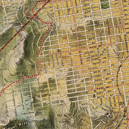 Vintage Map of San Francisco, California, 1915