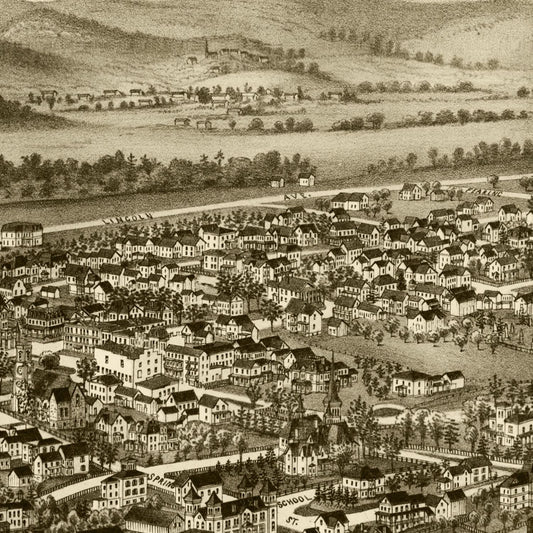 Vintage Map of Amherst, Massachusetts, 1886