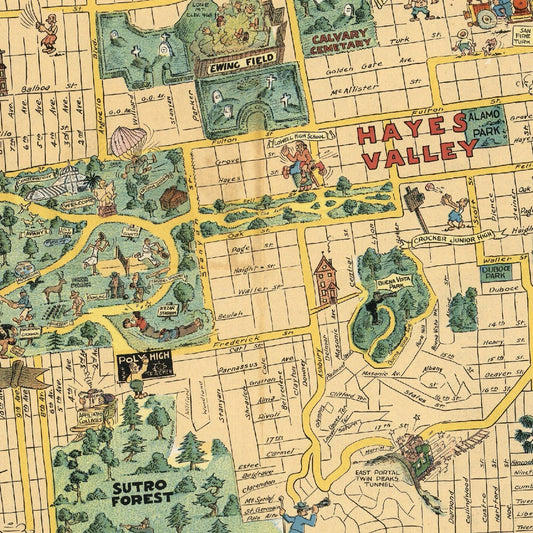 Vintage Map of San Francisco, California, 1927