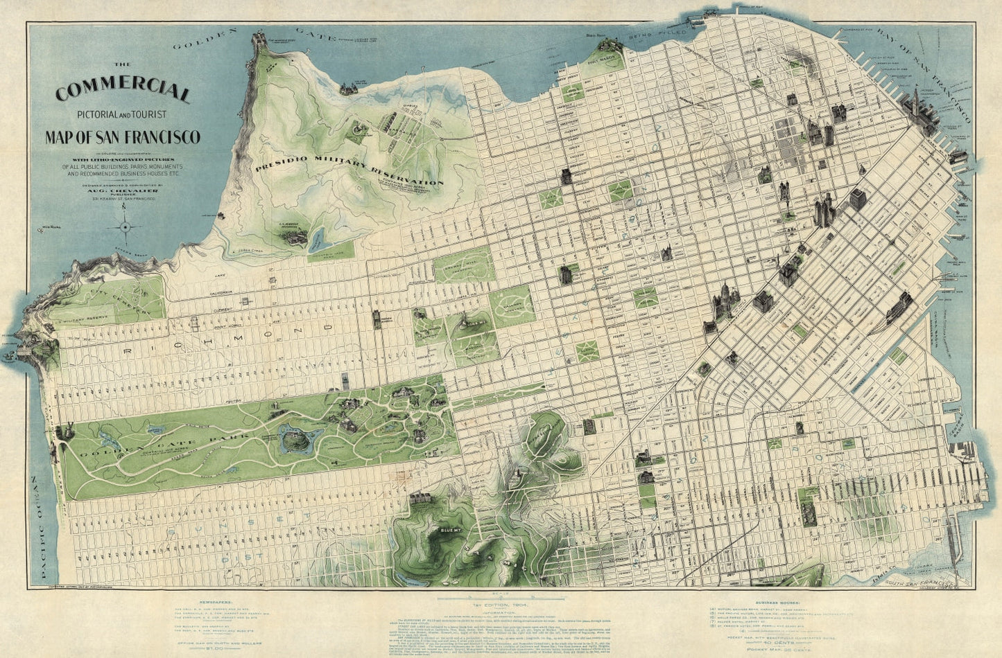 Vintage Map of San Francisco, California, 1904