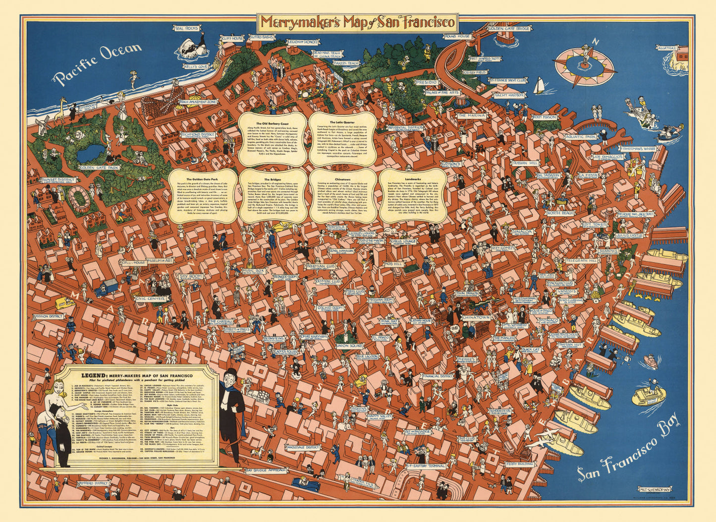 Vintage Map of San Francisco, California, 1940 II