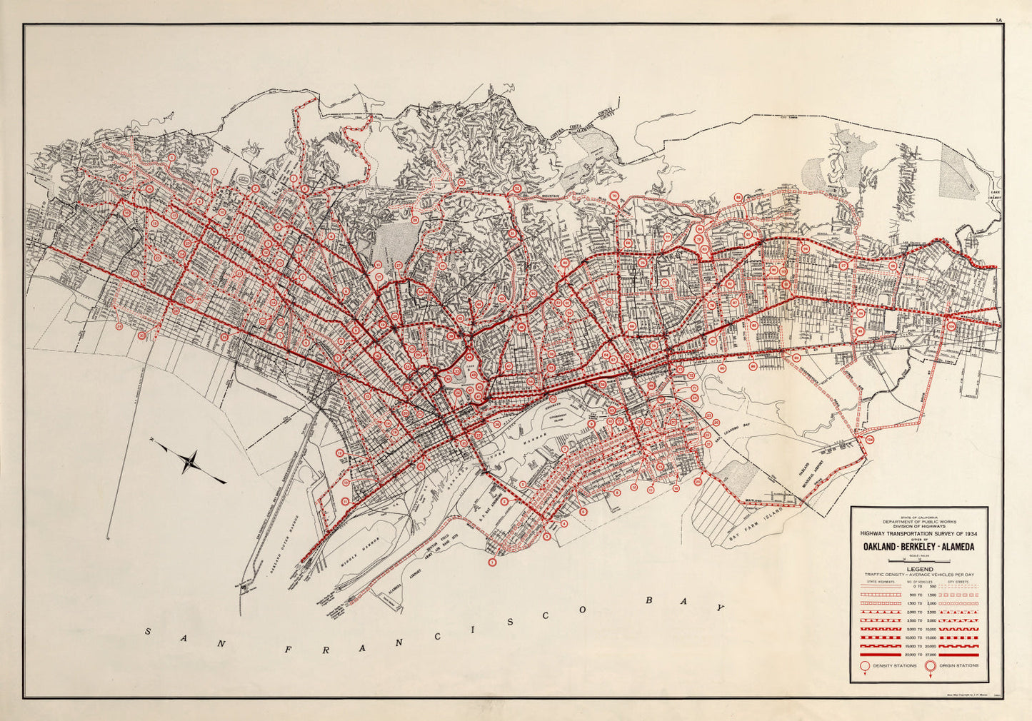 Vintage Map of San Francisco, California, 1935