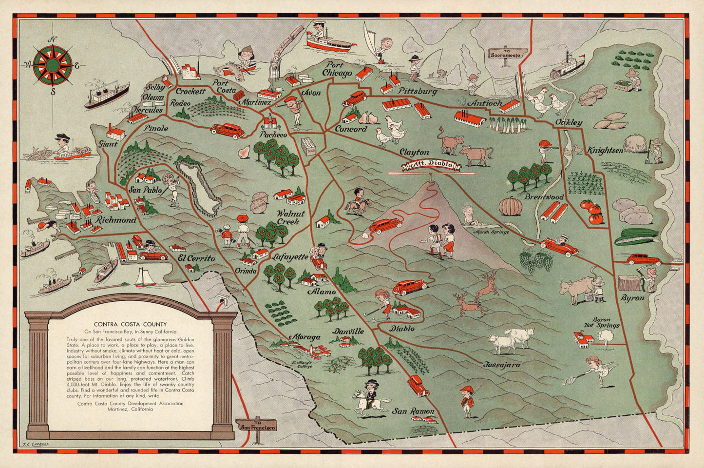 Vintage Map of San Francisco, California, 1932