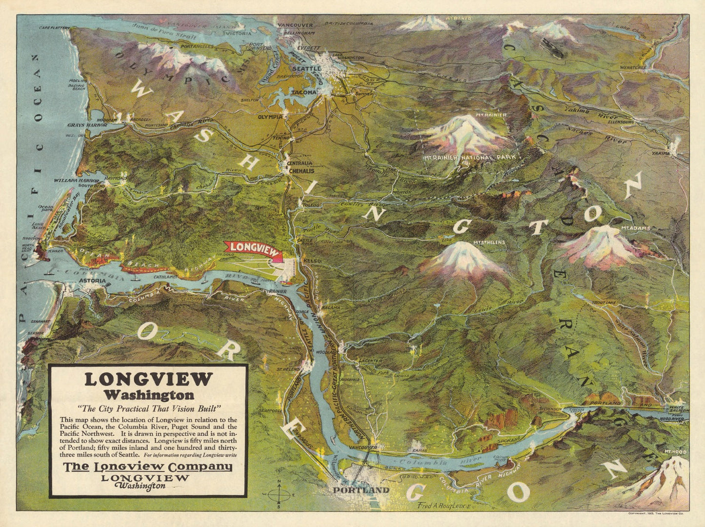 Vintage Map of Seattle, Washington, 1923