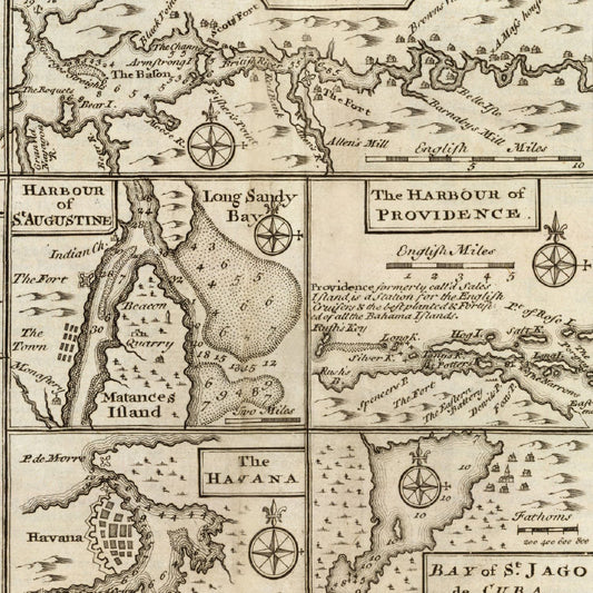 Vintage Map of Boston, Massachusetts, 1747