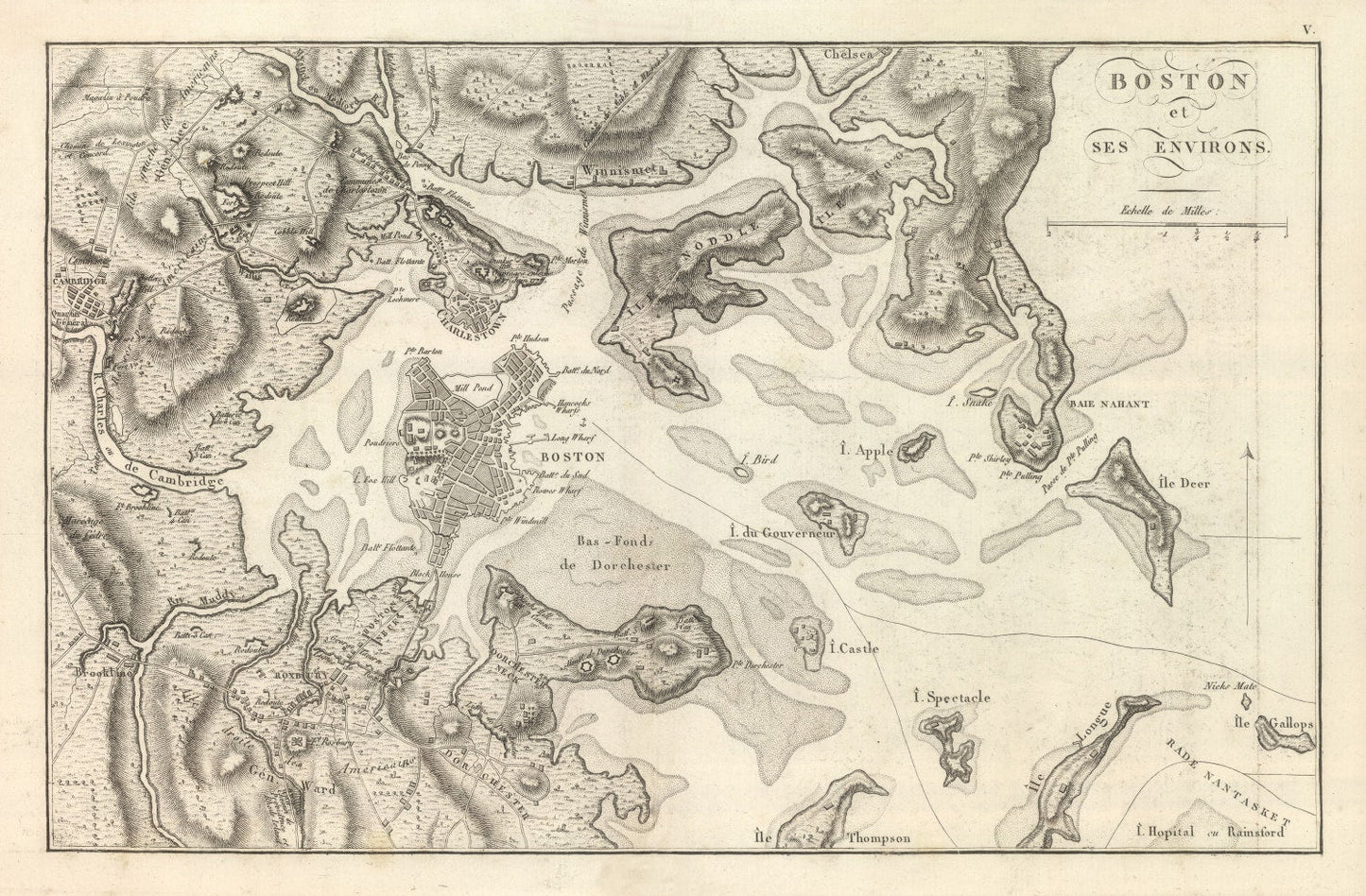 Vintage Map of Boston, Massachusetts 1807