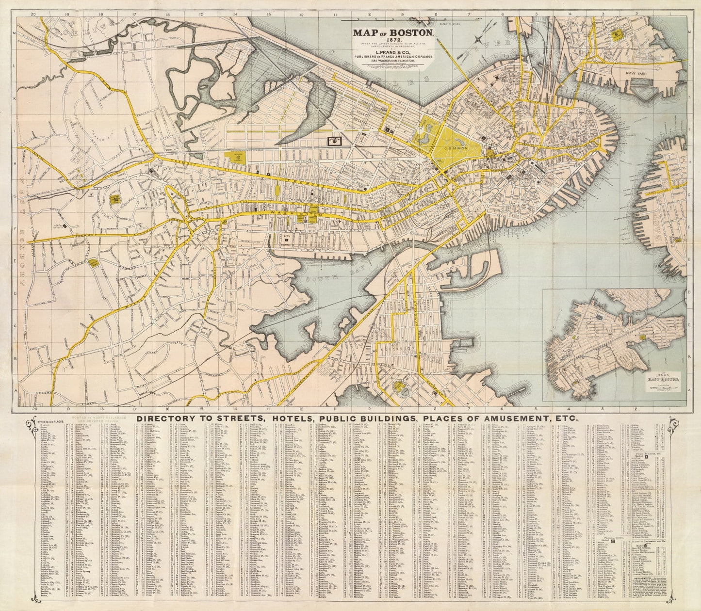 Vintage Map of Boston, Massachusetts 1872