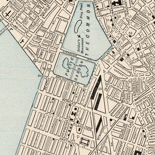 Vintage Map of Boston, Massachusetts, 1893 (B)