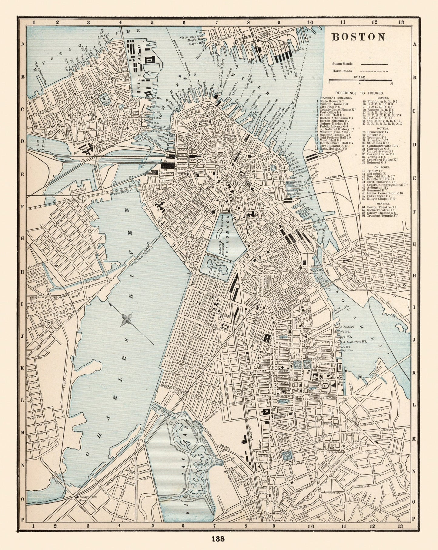 Vintage Map of Boston, Massachusetts, 1893 (B)